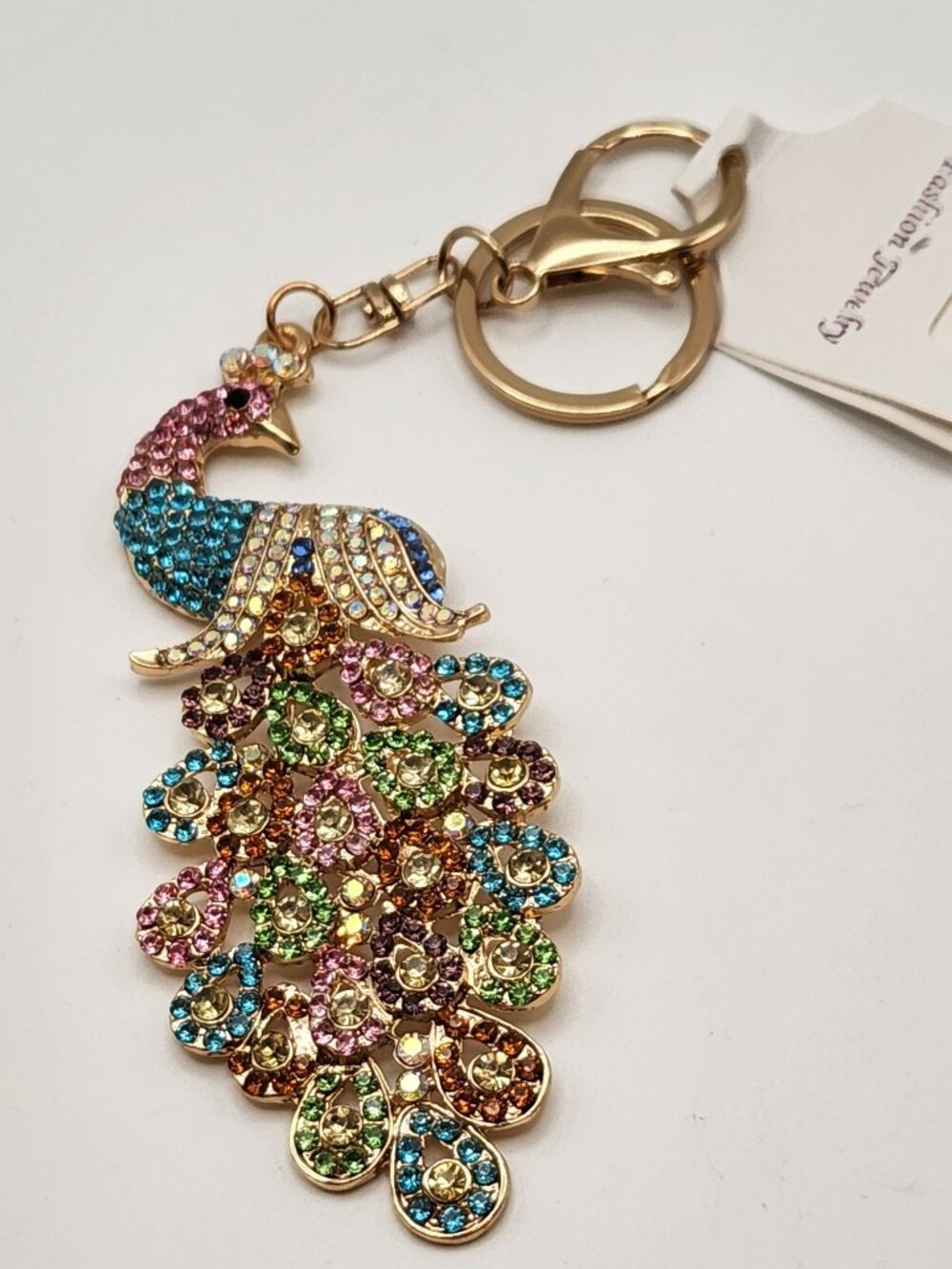 3 for $18 Beautiful peacock keychain colorful gold tone NIP